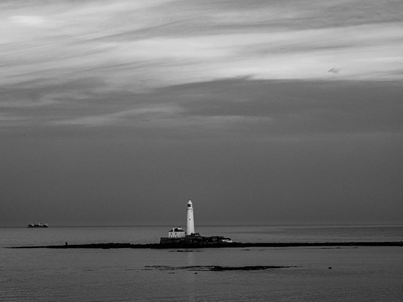St Mary's Lighthouse Whitley Bay Black & White (Print 375)