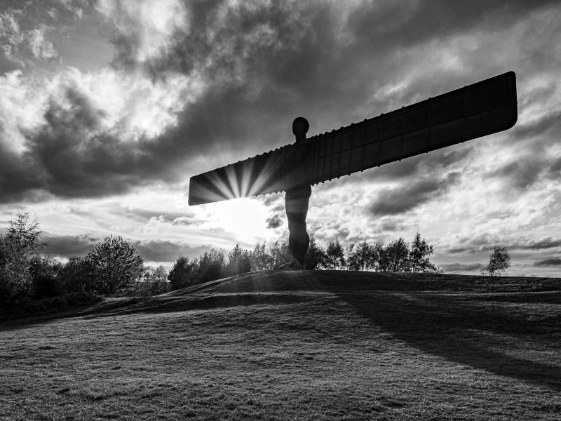Angel of the North Sunburst Black & White (Print 379)