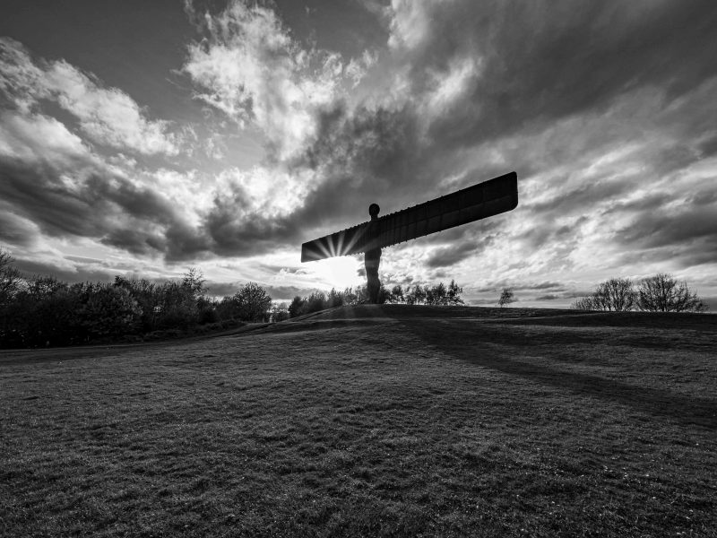 Angel of the North Sunburst Black & White (Print 389)